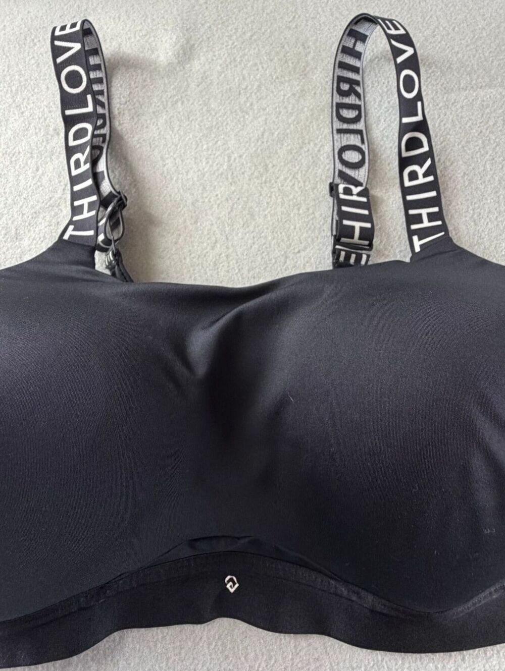 ThirdLove Black Kinetic Wireless Sports Bra with Adjustable Logo Straps Size 40F